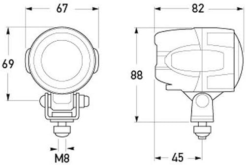 HELLA 1G0 995 050-021 Led-Projecteur De Travail - Modul 50 - 24/12/36/48V - 800Lm - Vissé/Montage En Saillie - Debout - Éclairage À Grd Rayon Luminieux - Fiche: Fiche Deutsch - Poukt