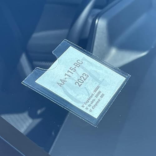 Idée pro mobilité Étuis Vignettes Contrôle Technique│Pochettes Adhésives Contrôle Technique│Support Pare Brise Auto-Moto│Fabriqué en France ⎮Garantie Qualité Supérieur (2 Pochettes) - Poukt