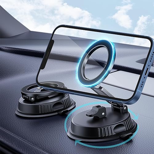 powerland Support Telephone Voiture Ventouse Aimanté, Support Magnetique Telephone Voiture, 360 ° Rotatif Pliable Support de téléphone Portable pour Voiture/Gymnase/Miroir/Toute Surface Lisse - Poukt