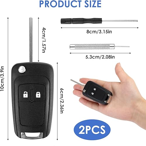 Lot de 2 coques de clé de voiture à 2 boutons de rechange compatibles avec Chevrolet Aveo Matiz Cruze Captiva Spark Orlando Trax et Opel Astra Insignia Mokka Corsa Adam Karl Vectra Zafira Meriva - Poukt