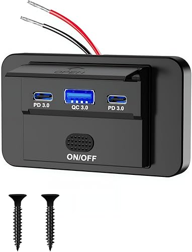 Prise USB 12v Camping Car Encastrabl, PD 36W et QC3.0 18W Prise 12V/24V Camping-Car Etanche à Montage en Surface avec Interrupteur Prise USB Voiture pour Moto, Bus, Bateau, Camping-Car, Tableau - Poukt