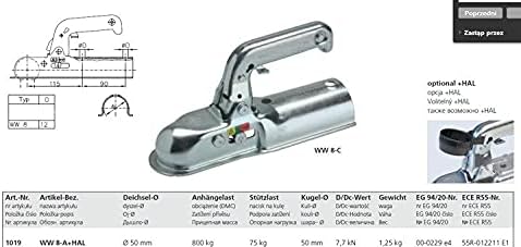 Winterhoff Boîtier d'attache Timon Rond 50 mm 800 kg + Support WW 8-A - Poukt
