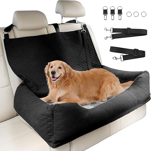 Honey Paws Protection Voiture Chien, Panier Chien Voiture et Siège Auto pour Chiens - Hamac Sécurisé avec Coussin pour Transport en Voitures, Accessoires Arrière et Dog Car Seat - Poukt