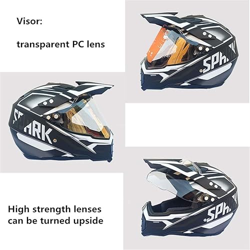 MRDEAR Casque VTT Integral avec Visiere, Blanc et Vert, Casque Motocross Adulte Casque Moto Cross Downhill Velo Quad BMX Scooter Road Race Enduro, Ventilation Réglable/ Doublure Amovible - Poukt