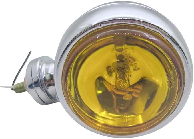 Feu antibrouillard rond universel chromé pour moto, lentille jaune, phare auxiliaire avant pour moto Ducati Honda Benelli Yamaha - Poukt