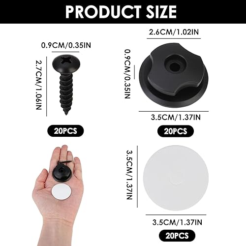 20 Boutons de Fixation pour Coffre de Voiture, Boutons en Plastique Robustes avec Vis pour Filet de Remorque, Fixation pour Filet de Coffre, Accessoires de Véhicule, Fixation en Plastique Noir - Poukt