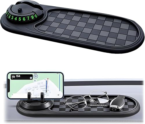 Tapis Voiture Antidérapant Support Téléphone Portable, Tapis AntidéRapant Multifonction pour Voiture, Universel Rotatif à 360° pour Téléphone Portable, Accessoires Automobiles Etanches - Poukt