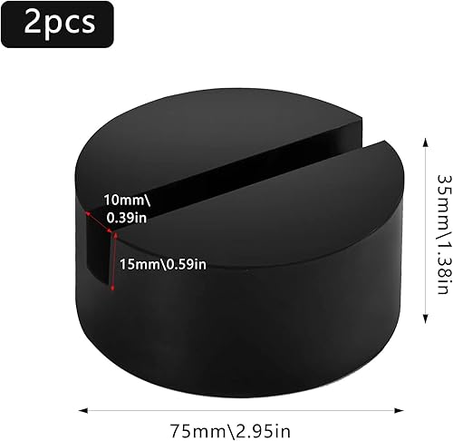 Lot de 2 supports universels en caoutchouc pour cric - 75 mm - Support en caoutchouc avec rainures - Coussinets de cric pour cric - Poukt