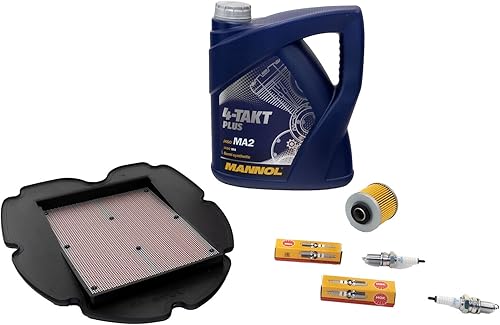 Kit d'entretien huile 4L + filtre à air + filtre à huile + bougies d'allumage pour Yamaha TDM 900 TDM900 RN08 RN11 RN18 2002-2013 - Poukt