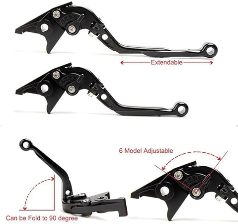JSRVQKMS Levier d'embrayage De Frein pour Fazer FZS600 FZS 600 1998 1999 2000 2001 2002 2003 Leviers De Frein Leviers d'embrayage Extensibles Pliants(15) - Poukt
