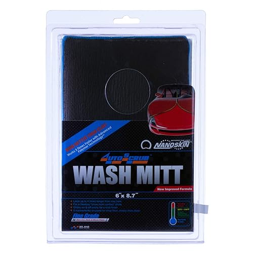 Nanoskin AS-016 AUTOSCRUB Gant de toilette fin en microfibre tricotée - Bleu, 15,2 x 22 cm - Poukt