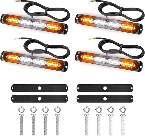 Kairiyard 4 Pièces 24 LED orange led barre lumineuse stroboscopique,12V 24V Barre lumineuse led pour offroad véhicule voitureutilitaire,bateau, ATV 4x4 vehicule,18 Modes de Clignotement Léger. - Poukt
