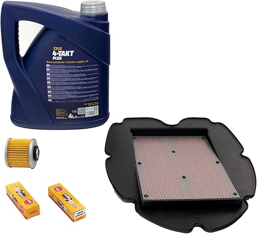 Kit d'entretien huile 4L + filtre à air + filtre à huile + bougies d'allumage pour Yamaha TDM 900 TDM900 RN08 RN11 RN18 2002-2013 - Poukt