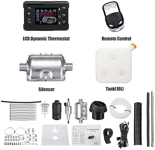 HKPLDE Chauffage Diesel 5KW 12V, Parking Chauffe-Eau avec LCD Thermostat Éloigné Manette 10L Réservoir, Vite Chauffage Diesel Chauffe-Eau pour RV, Bande Annonce, Camions, Bateaux-12V-C - Poukt