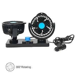 Ventilateur de voiture rotatif à 360° 12 V. 