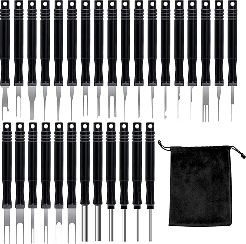 TARKDAK Outils Voiture 30PCS Auto Terminals Removal Tool Outil de Déverrouillage de Voiture Enlèvement Outil, Retrait de Connecteur de Câble de Voiture Extracteur Kit pour Réparation de Voiture - Poukt