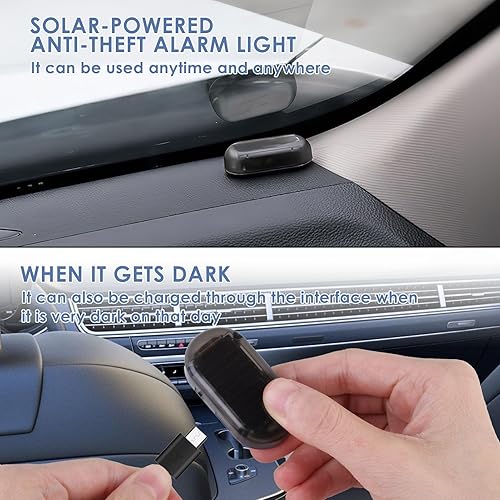 Lot de 2 L'alarme Solaire de Voiture, Alarmes LED Solaires Voiture, Alarme Voiture Anti vandalisme Clignotement Nocturne Automatique, Système Anti-vol Flash Protection Antivol pour Voiture Moto Bateau - Poukt