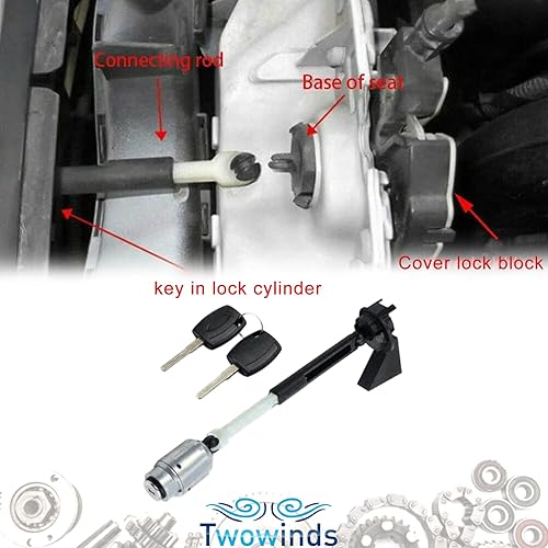 Twowinds - Barillet de Serrure Capot Compatible avec Ford Focus 2 (2004-2012) - 1355231-4M5AA16B970 - Loquet Capot - Ouverture Capot - Clés - Poukt