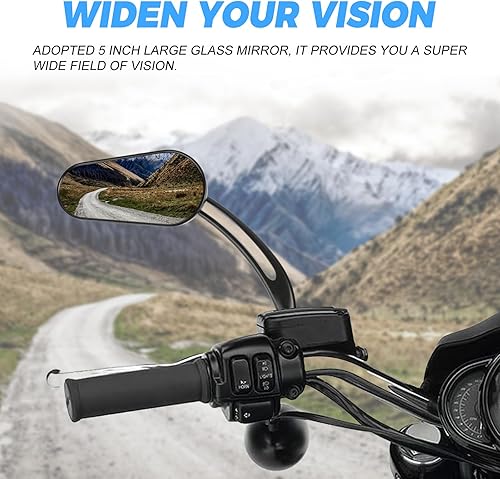 DREAMIZER Rétroviseurs de Moto Noirs, Retroviseur Moto de Mise à Niveau de Forme Ovale de 8mm/10mm Compatibles avec Bobber ATV Street Bike Cruiser Chopper - Poukt
