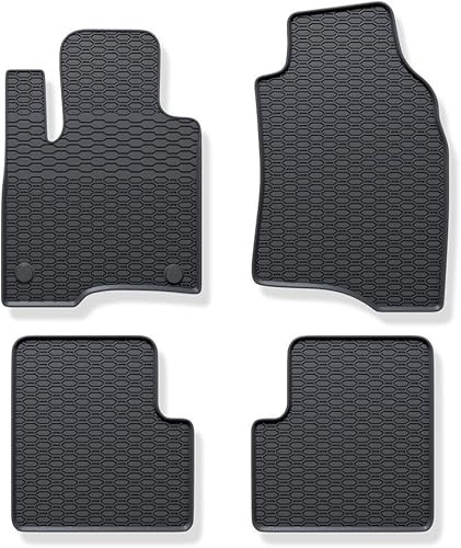 Mossa Tapis de Sol en Caoutchouc adapté pour Fiat Panda III Hayon (2012- ) - Noir - Tapis de Voiture - Poukt