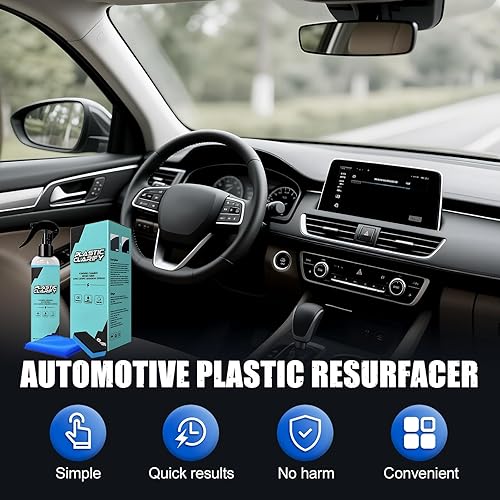 Renovateur Plastique Voiture, 2025 Nouveau Polish Voiture Nettoyage Voiture Interieur Extérieur, Nettoyant Plastique Voiture Enduit de Revêtement Revitalisant pour Plastiques, Inclus Chiffon (2 PCS) - Poukt
