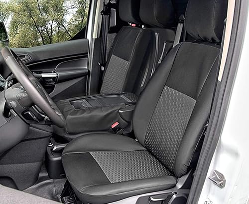 Housses de siège Tailor fabriquées sur mesure pour Ford Transit Connect II à partir de 2014 - Revêtement noir - Poukt