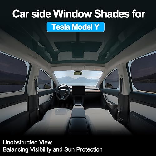 ZATOOTO Lot de 4 pare-soleil de voiture pour bébé Tesla Model Y - Avec protection UV - Pare-soleil autocollant pour bébé, enfants et animaux domestiques - Poukt
