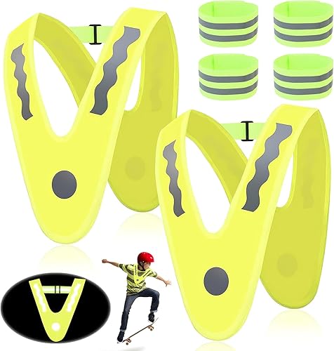 2 Pcs Gilet Jaune Enfant, Gilet de Sécurité pour Enfant, Gilet Reflechissant Enfant, Gilets de Haute Visibilité pour Voiture Course Travail en Extérieur + 4 Sangles de Poignet Réfléchissantes - Poukt