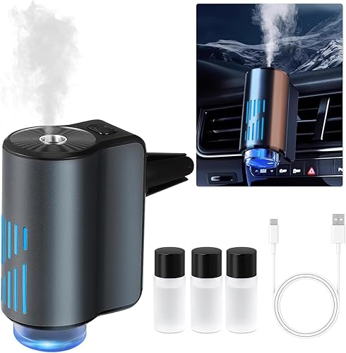 Diffuseur De Parfum Pour Voiture, Diffuseur De Parfum Intelligent Pour Voiture Avec 3 Parfums, Diffuseur D'arôme Pour Voiture Rechargeable Par USB Avec 3 Modes, Lumières Colorées - Poukt