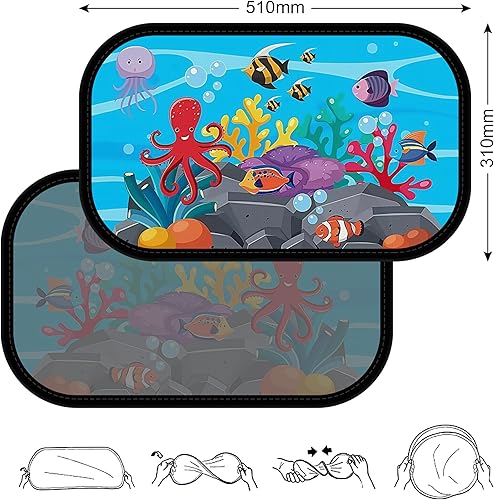 FINEVERNEK Pare-Soleil Voiture Bébé, 2 Pièces Pare-Soleil Auto pour Enfants et Animaux, Auto Adhésifs adhésion sans Ventouse, Vitres pour Fenêtre Latérale de Voiture Protection UV,Universelle,50X30cm - Poukt