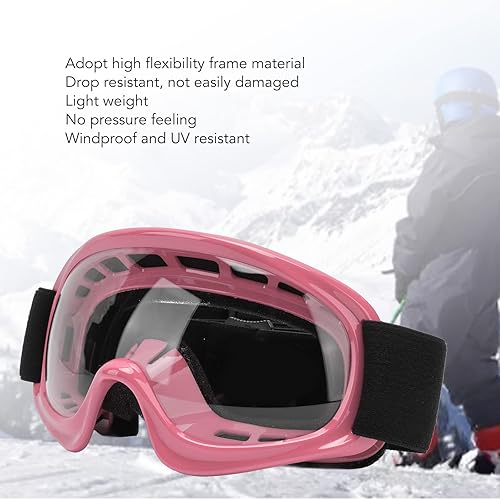 Lunettes de moto pour enfants, lunettes de moto Dirt Bike pour enfants, lunettes de moto résistantes aux impacts et aux UV, pour le ski tout-terrain(Rose) - Poukt