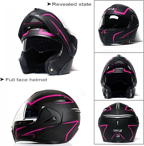 Intégraux Moto Modulables Casque Adulte Intégral Casques Dot/ECE Homologué avec Anti-Buée Visière pour Scooter Moped Locomotive Cruiser Motocross Racing Homme Femme E,XS - Poukt