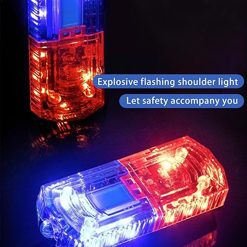 Clip LED étanche, lumière clignotante de sécurité, stroboscope rouge bleu, lampe rechargeable par USB, lumière d'avertissement d'épaule, stroboscopique rouge bleu, lampe à clip transparente, - Poukt