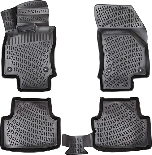 Elmasline Lot de tapis en caoutchouc 3D, pour Skoda Octavia 2 II, 2004-2012, bord extra haut de 5 cm - Poukt