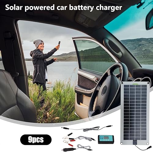 Chargeur de batterie de voiture solaire, chargeur de batterie de panneau solaire 30 W 12 V, kit de charge de maintien avec prise allume-cigare et pince crocodile pour Voiture, camion, tracteur, bateau - Poukt