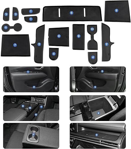 KUNGKIC Lot de 15 tapis antidérapants en caoutchouc pour Hyundai Tucson 2025, pour gobelet à eau, boîte de rangement, rouge - Poukt