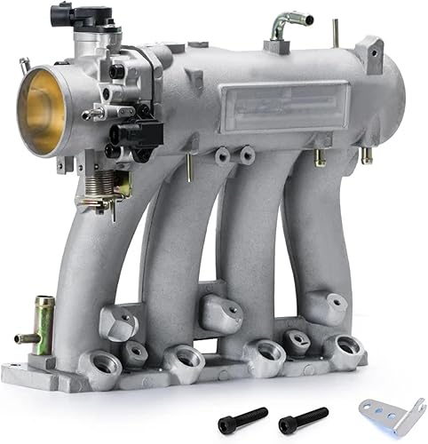 JASMKLX Collecteur d'admission en Aluminium D15 D16 D-Series for Corps de Papillon de 70 mm et TPS for 1988-2000 adapté for Honda adapté for Civic adapté for CRX adapté for Del adapté for Sol(Silver) - Poukt