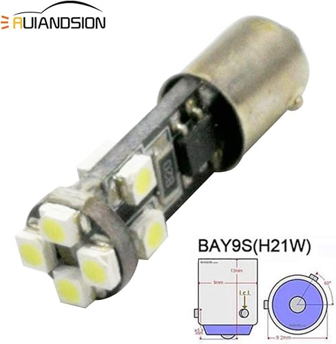 Ruiandsion Lot de 10 ampoules LED Canbus 12 V BAY9S H21W super lumineuses 2835 8SMD Chipset utilisé pour les feux de clignotant, feux de recul, sans polarité - Poukt