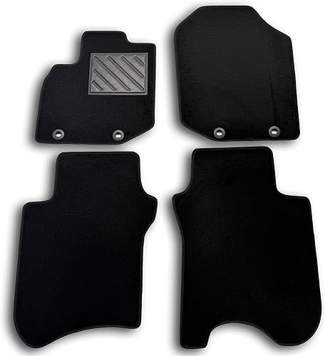MTC Tapis de Sol pour Honda Jazz II de 2008 à 2012 sur Mesure, antidérapant, Talonnette en Caoutchouc renforcée, Boutons d'ancrage, Noir - Poukt