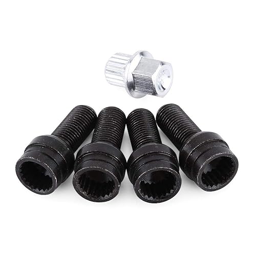 Écrou pour boulon de roue de voiture, 4 + 1 M14 x 1,5 mm, boulon de roue en acier noir et jeu d'écrous de verrouillage - Poukt