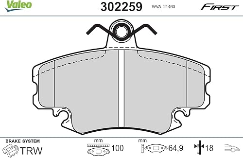 Valeo Plaquettes de frein First 302259 Jeu de 4 plaquettes Essieu avant Entièrement équipé avec accessoires montés - Poukt