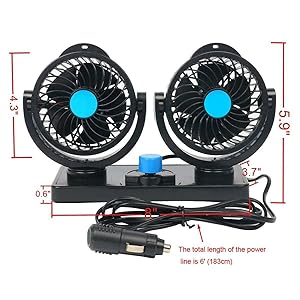 Ventilateur de voiture rotatif à 360° 12 V. 