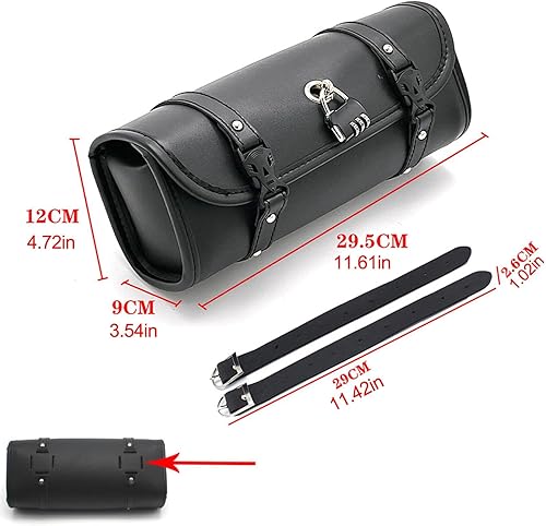 Sacoche de guidon de moto, sacoche de selle avec serrure, sac de moto en cuir PU, sac de selle rétro pour guidon de moto - Poukt