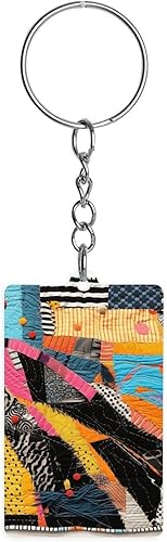 Porte-clés en patchwork coloré, joli porte-clés avec pendentif en acrylique, ensemble de porte-clés artisanaux pour femmes,accessoires de charme pour sac fourre-tout - Poukt