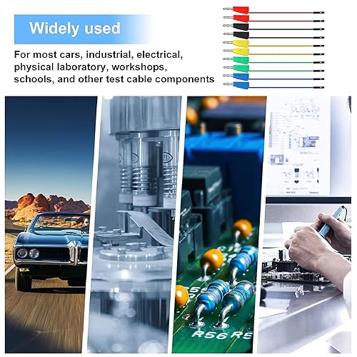 Telituny Fils de Test De Fiche Banane, 10 Fils de Test En Silicone P1530, Fiches Banane Empilables Sur Planche à Pain, Kit de CâBle Ruban Pour Tests De Diagnostic Automobile MultimèTre - Poukt