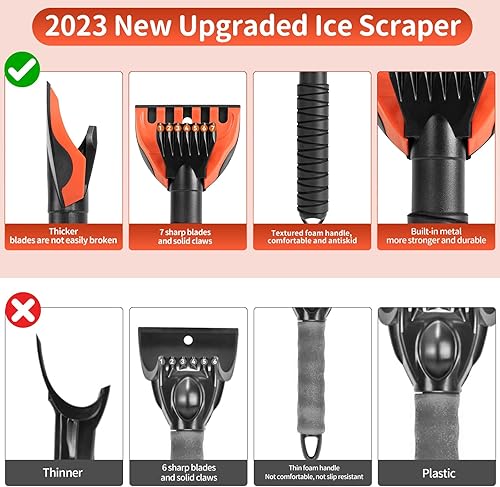 Ninonly 2 Pièces Grattoir À Glace pour Voiture Professionnel Ergonomique Gratte Pare Brise Voiture avec Poignée Douce Antidérapante Raclette Anti Givre pour Dégivrer Les Pare-Brise et Les Vitres - Poukt