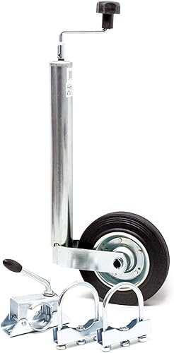 WilTec Roue Jockey pour remorque – 840 x 260 x 48 mm – Charge Max. 362 kg – en Acier galvanisé – avec Borne de Serrage & Dispositifs de Serrage – Caravanes Roulottes - Poukt