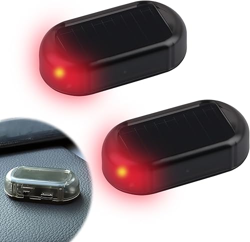 Lot de 2 L'alarme Solaire de Voiture, Alarmes LED Solaires Voiture, Alarme Voiture Anti vandalisme Clignotement Nocturne Automatique, Système Anti-vol Flash Protection Antivol pour Voiture Moto Bateau - Poukt