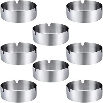 Cenaire, cendrier rond en acier inoxydable, adapté aux restaurants, bars, espace extérieur, chambre à coucher (8pcs) - Poukt