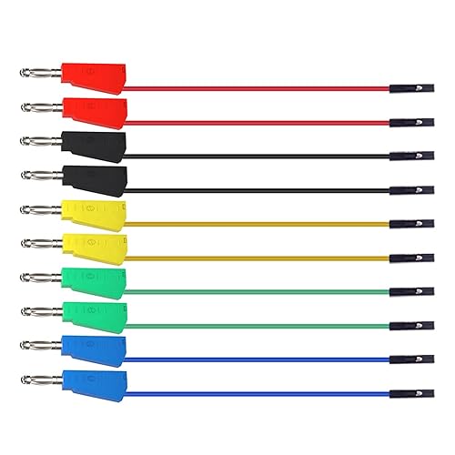 Telituny Fils de Test De Fiche Banane, 10 Fils de Test En Silicone P1530, Fiches Banane Empilables Sur Planche à Pain, Kit de CâBle Ruban Pour Tests De Diagnostic Automobile MultimèTre - Poukt